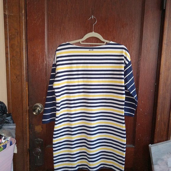 IMNYC Striped Dress Yellow Blue White Medium Offers Welcome! Fall Looks - Picture 3 of 3